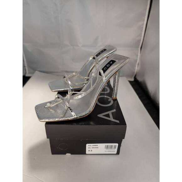 NEW AQUA women\'s jasmin snake heel in silver